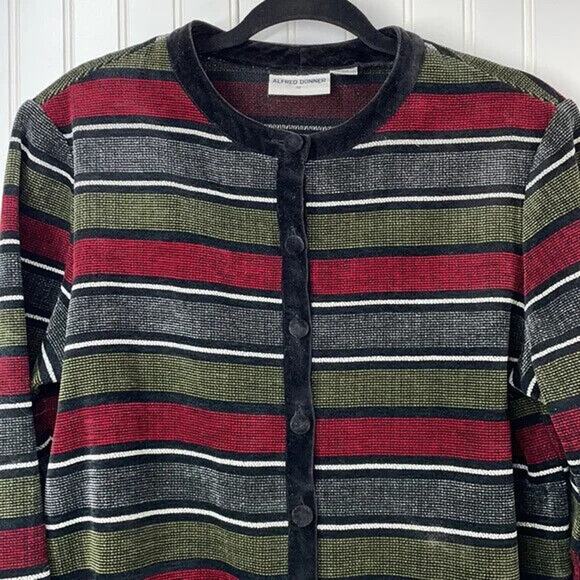 Alfred Dunner Women’s Multicolor Striped Front Button Blazer Jacket Size 12 - Picture 2 of 7